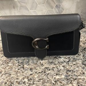 Tabby 26 black hardware & black bead chain detail on bag.